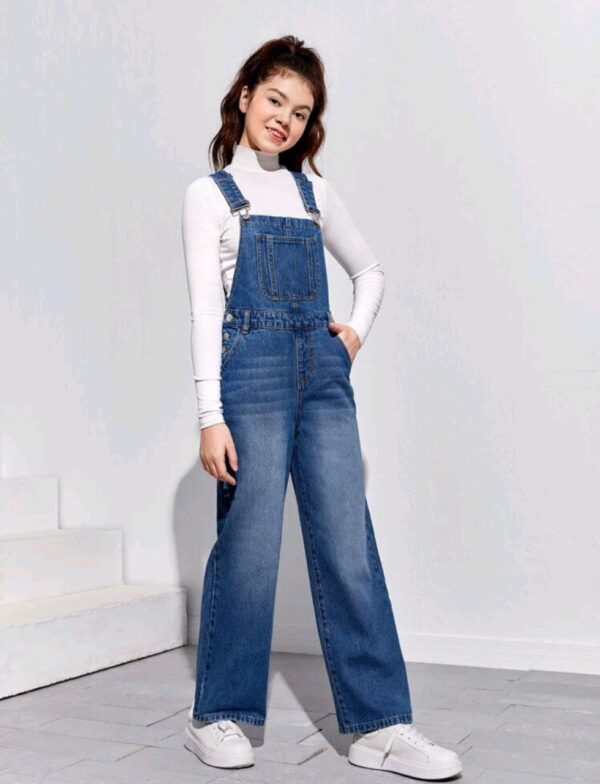 ⁦SHEIN أفرول دنيم مرقع جيب للفتيات المراهقات⁩ - الصورة ⁦5⁩