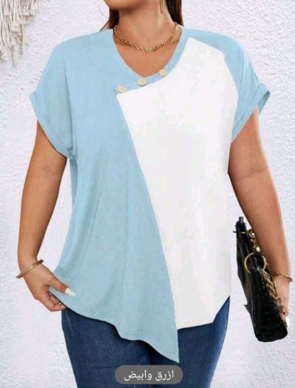 SHEIN Essnce تي شيرت موحدة اللون اكمام جناح الخفاش مقاس كبير