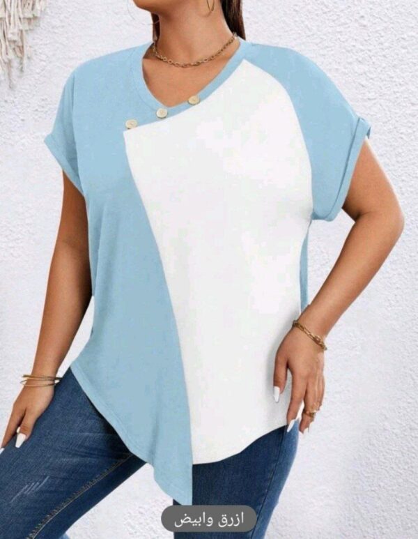 ⁦SHEIN Essnce تي شيرت موحدة اللون اكمام جناح الخفاش مقاس كبير⁩ - الصورة ⁦2⁩