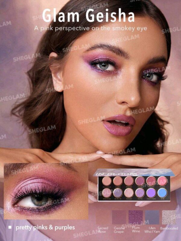 ⁦SHEGLAM لوحة ظلال العيون Kyoto In Bloom Palette 12-Clolor Shimmer Metallic Matte Eyeshadow Palette Shimmery Pink Purple High-Coloures Long-Lasting No Smudge ظلال العيون الناعمة والناعمة مستحضرات تجميل العيون  عيد الميلاد الشتاء ظلال العيون الوردية والأرجوانية وردی ديكور رمضان شتاء مكياج حفلات شاطئ سفر مجموعة Y2K تخييم في الهواء الطلق موضة مستحضرات التجميل Cosplay أفضل الاتجاهات رحلة المهرجانات لون باهِظ مدرسة يوم المرأة⁩ - الصورة ⁦4⁩