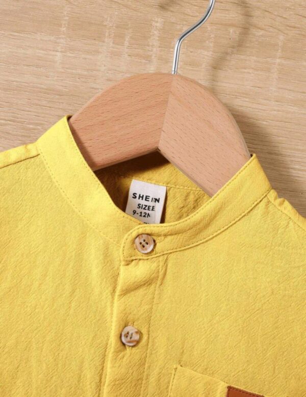 ⁦SHEIN مجموعة ملابس طفل صبي مكونة من قميص بولو قصير الأكمام بلون سادة وشورت كاجوال⁩ - الصورة ⁦4⁩