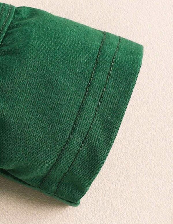 ⁦SHEIN فتاة رضيعة 3 قطع/طقم، حذاء كامي أخضر عصري مع بذلة سروال مخطط للارتداء اليومي، الربيع والصيف⁩ - الصورة ⁦7⁩