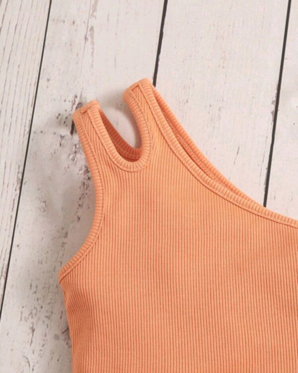 ⁦SHEIN لباس علوي بكتف واحد مقطوعة وشورت طبعة زهور بخصر مطاطي ورقي لفتاة الرضع⁩ - الصورة ⁦3⁩